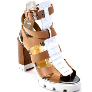 Christian Louboutin Block Heel Belted Sandals, size 39